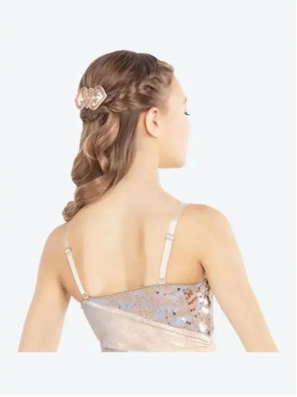gold, champagne, and sky blue asymmetrical lyrical dance costume